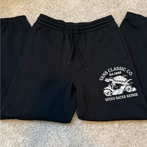 Vans Black Graphic Jogger Sweatpants with White Logo, S